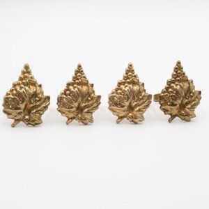4 Vintage Liards Ltd Brass Napkin Rings Holders Grape Cluster Leaves Cloth